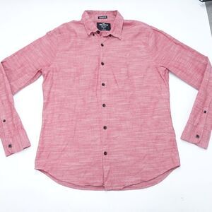 Hollister Shirt Mens Large Pink Muscle-Fit Epic Flex Stretch Classic Button-Down